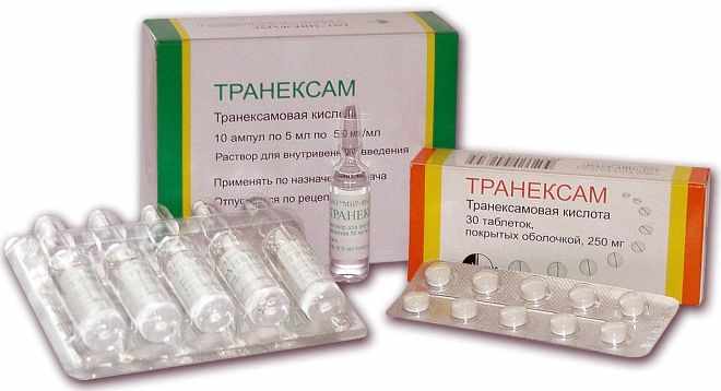 Транексам в ампулах и таблетках