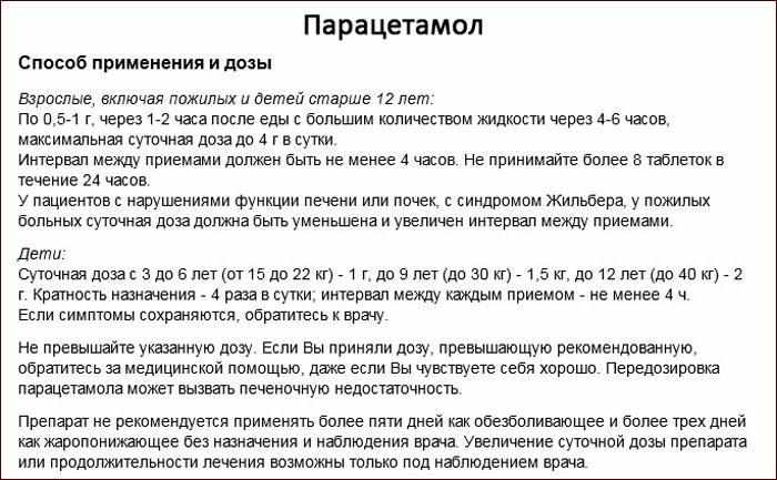 инструкция к препарату Парацетамол
