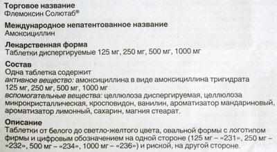 Инструкция к Флемоксина Солютаб