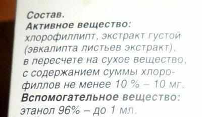 Состав хлорофиллипта