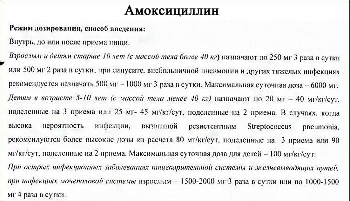 способ применения и дозы препарата Амоксициллин