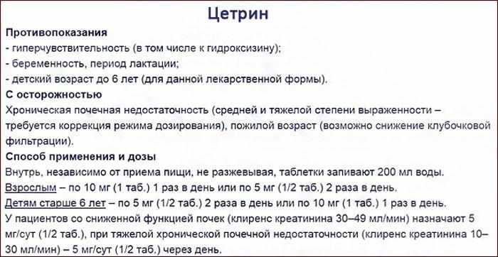 инструкция к препарату Цетрин