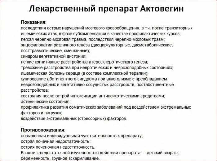 инструкция к препарату Актовегин