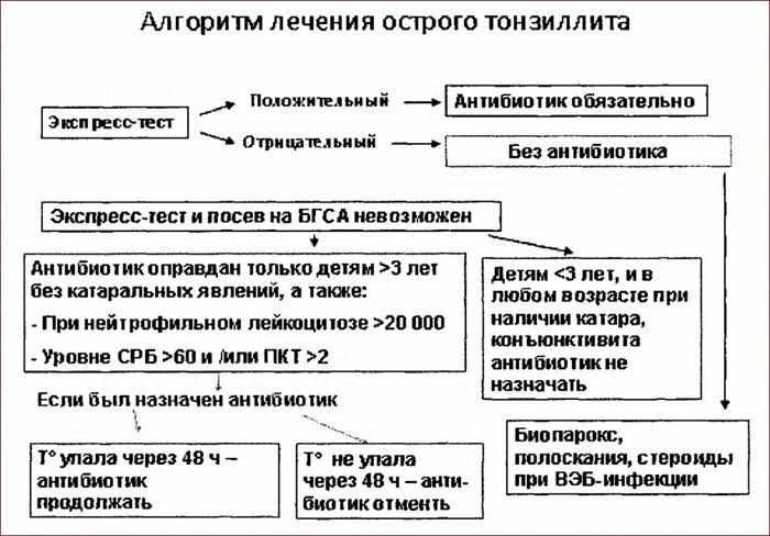 Схема лечения тонзиллита