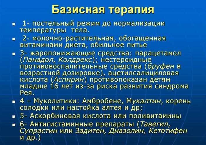 Базисная терапия для детей при простуде и насморке