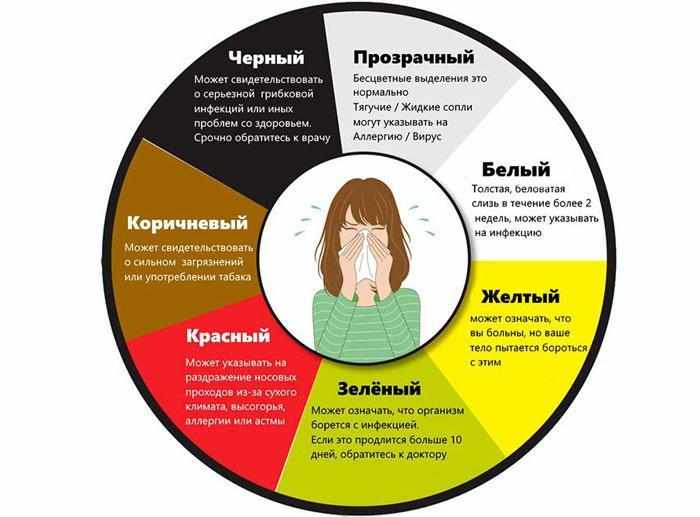 Что означает цвет соплей, какими они бывают?