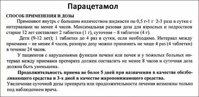 Показания к применению препарата Парацетамол