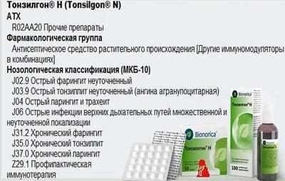Показания к приёму тонзилгона