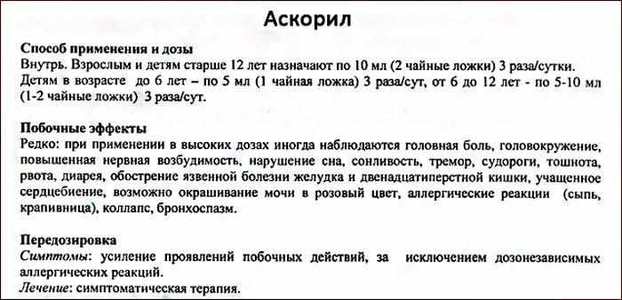 инструкция к препарату Аскорил
