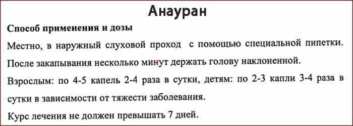 Лекарственный препарат Анауран: способ применения и дозы.