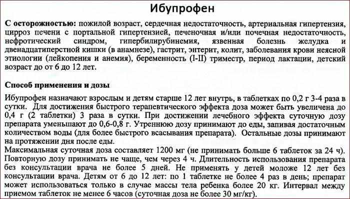 Инструкция к препарату Ибупрофен