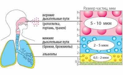 Лекарственные частицы в небулайзере