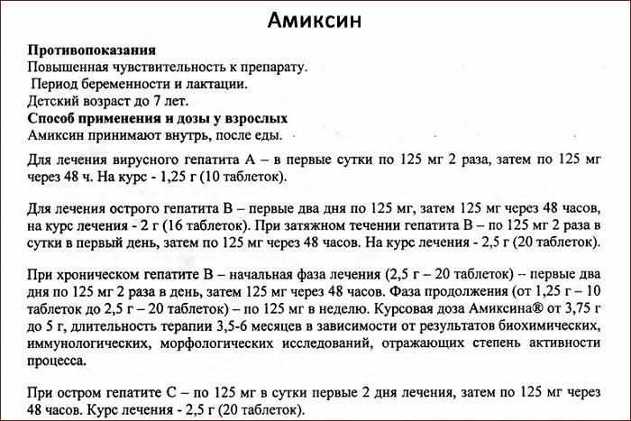 Как пить амиксин взрослому по схеме простыми словами