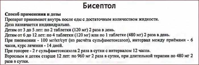 Бисептол инструкция по применению