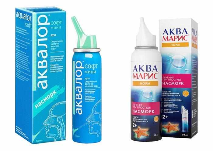 Лекарственные препараты Аквалор и Аква марис для промывания носа