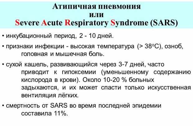 Симптомы атипичной пневмонии у взрослых и детей